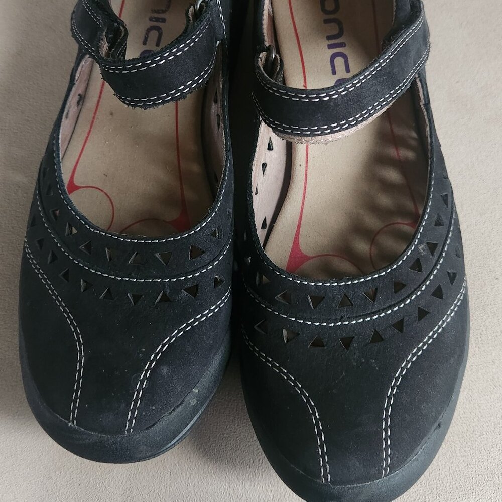 Bionica Black Suede Mary Jane Shoes Size 9